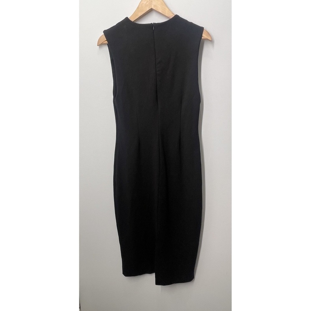 Zara Black Gold Button Midi Dress Womens Size Large Bodycon Dress - Picture 7 of 10